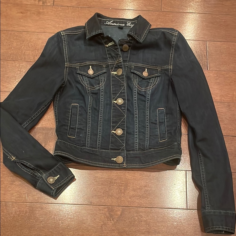 American Eagle Women's Dark Blue Denim Jacket